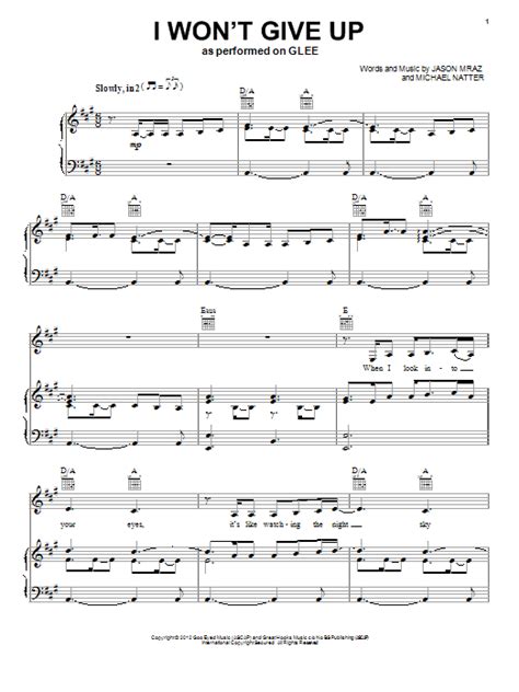 I Wont Give Up Sheet Music Direct