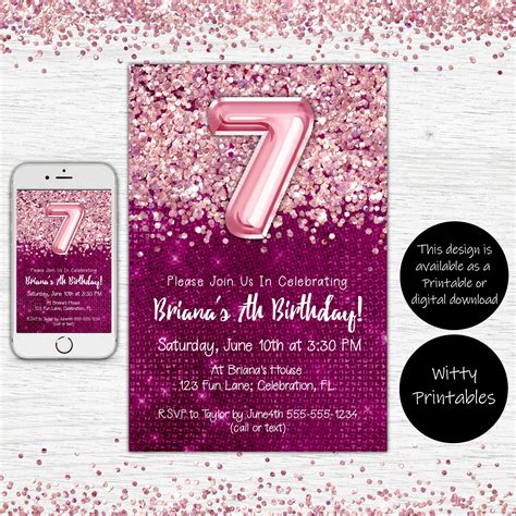 7th Birthday Invitation | WittyPrintables