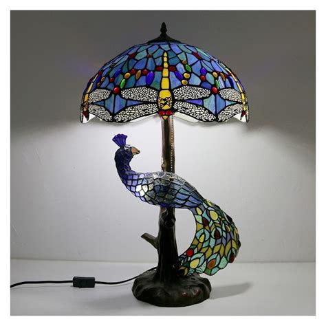 Canada 16 Inch Blue Stained Glass Lamphade Desk Lamp Tiffany Style