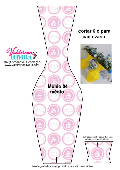 Molde Para Vaso De Caixa De Leite Modelo 4 Valdirene Oliveira