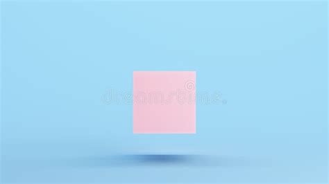 Pink Cube Floating Box Geometric Shape Solid Face Structure Kitsch Blue