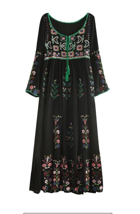 Robe longue brodée marque boho boheme chic D1363 monyronyboho