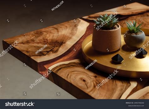 Expensive Vintage Furniture Table Covered Epoxy Stock Photo 2092706260