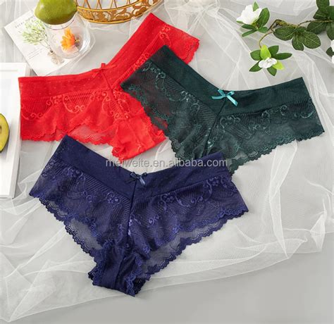 Daily Lady Breathable Girls Sexy Lace Hipster Bikini Underwear With Different Color Different