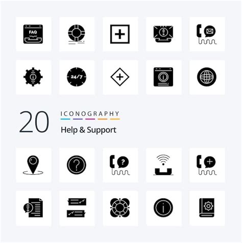 Ajuda E Suporte Solid Glyph Icon Pack Como Interface De Suporte De
