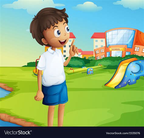 A boy at the school playground Royalty Free Vector Image
