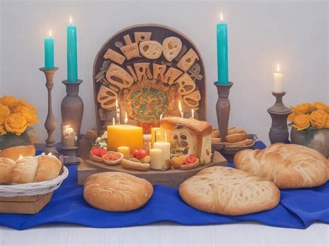 Premium AI Image | Day of the dead altar with bread and candles