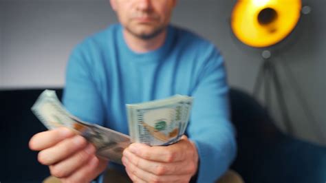 Man Counting Dollar Bills Paying In Cash Stock Footage Sbv