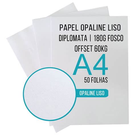 Papel Offset Opaline A4 180g Branco Liso 50 Folhas Mundoware