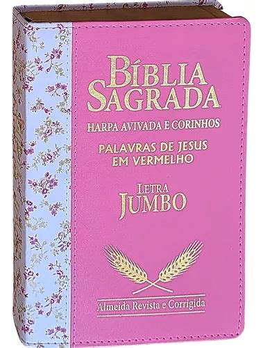 Biblia Jumbo Letra Extra Gigante Harpa Feminina Índice Rosa MercadoLivre