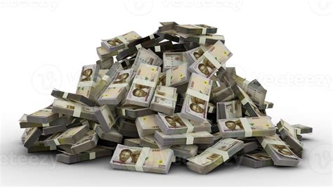 Big pile of 1000 Nigerian naira notes a lot of money over transparent ...