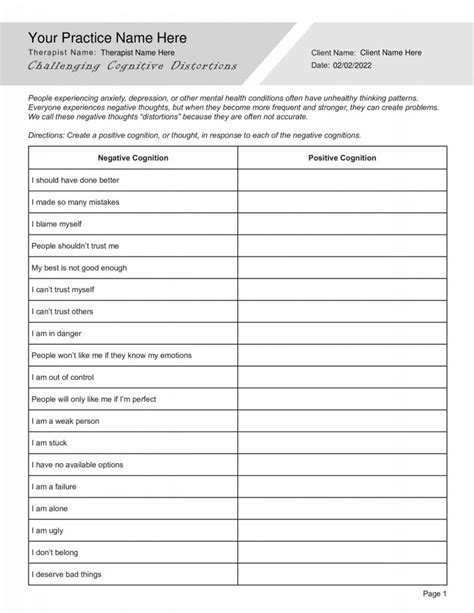 Cbt Worksheets Bundle Editable Fillable Printable Pdfs