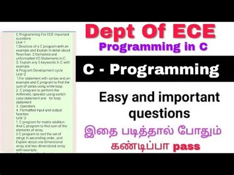 C Programming Important Questions ECE Programming In C Important