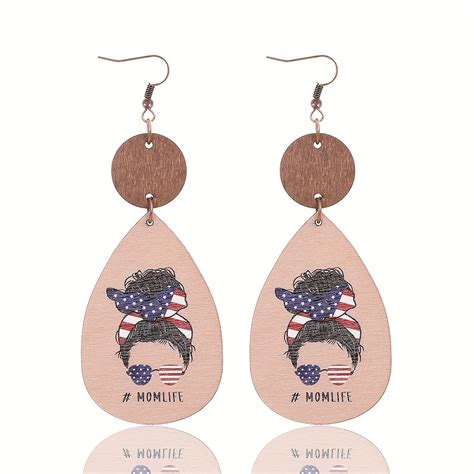 Droplet Shape Beauty Print Dangle Earrings Bohemian Elegant Temu