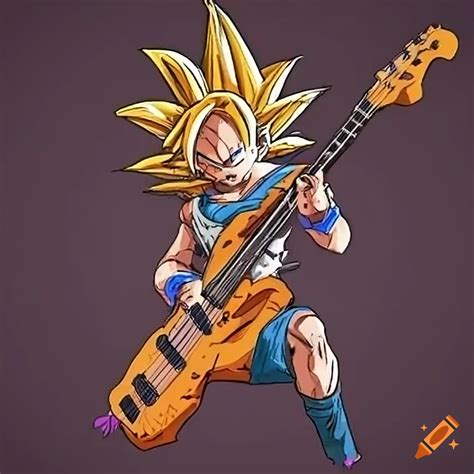 Manga Dragonball Z Character Playing Bass Guitar On Craiyon