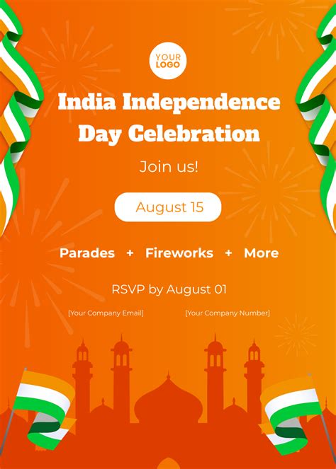 Free India Independence Day Celebration Invitation Template Edit