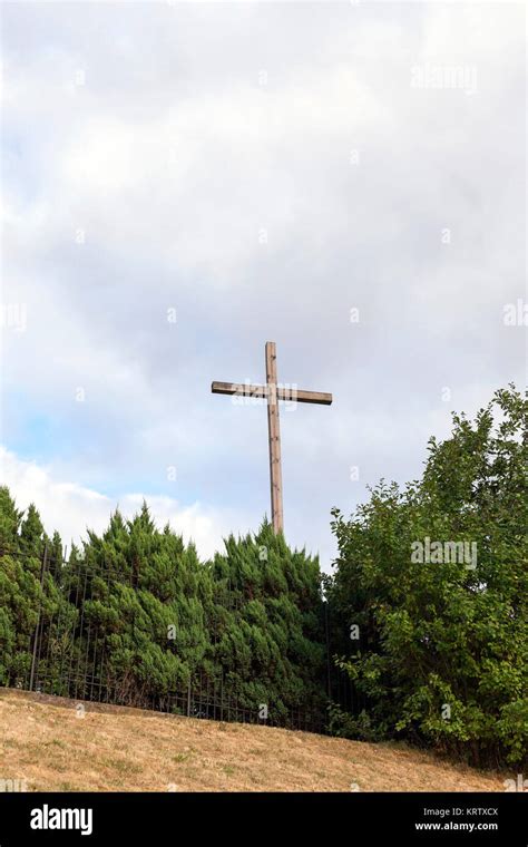 wooden cross near the church Stock Photo - Alamy