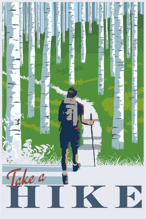 Vintage Hiking Poster Retro Style Posters Vintage Travel Posters