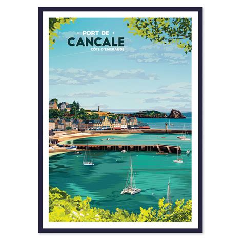 Port de Cancale Poster affiche image encadrée Cadr Aven