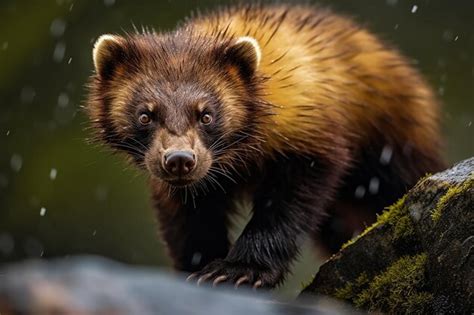 Premium AI Image | Fierce Vigilance Wolverine Looking Out for Prey