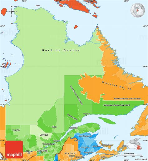 Political Shades Simple Map Of Quebec