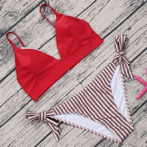 MUA Red Bikini 2018 Push Up Sexy Swimwear Women Swimsuit Indoor