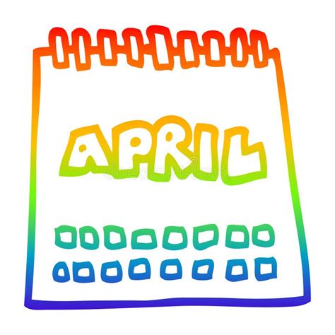 A Creative Rainbow Gradient Line Drawing Cartoon Calendar Showing Month ...