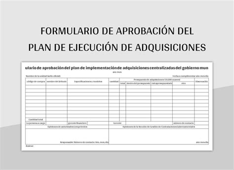 Plantilla De Formato Excel Formulario De Aprobaci N Del Plan De