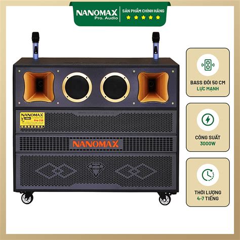 Loa Kéo Bình Điện Nanomax Pro 218 Bass Đôi 50cm 3000w Loa Kẹo Kéo