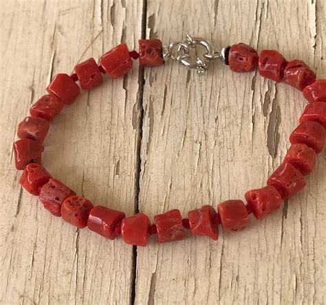 Bracelet Homme En Corail Corse Rouge M Diterran En Er Choix Etsy