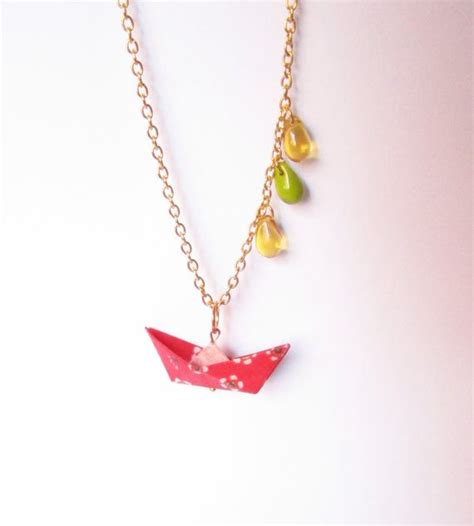 Collier Bateau En Origami Bijou Origami Origami Bateau Papier Origami