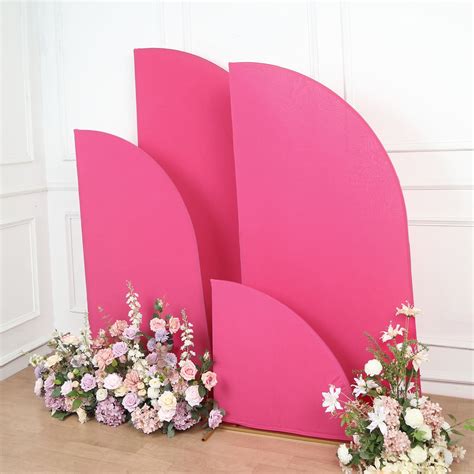 Efavormart Set Of 4 Matte Fuchsia Half Moon Wedding Arch Covers