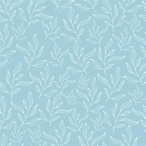 Premium Vector Pastel Blue Leaves Seamless Patterns Set Botanical