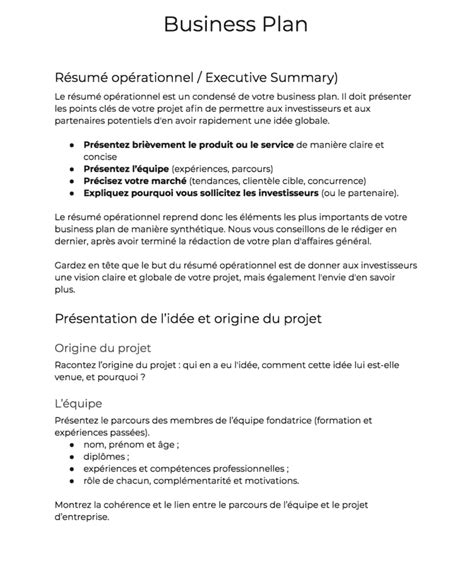 Exemple D Un Business Plan En Pdf