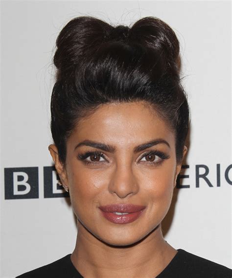 Priyanka Chopra Long Straight Formal Updo Hairstyle Dark Brunette Hair Color