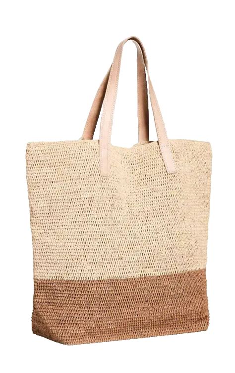 Mar Y Sol Montauk Sand Colorblock Raffia Handmade Tote Bag MSRP 165