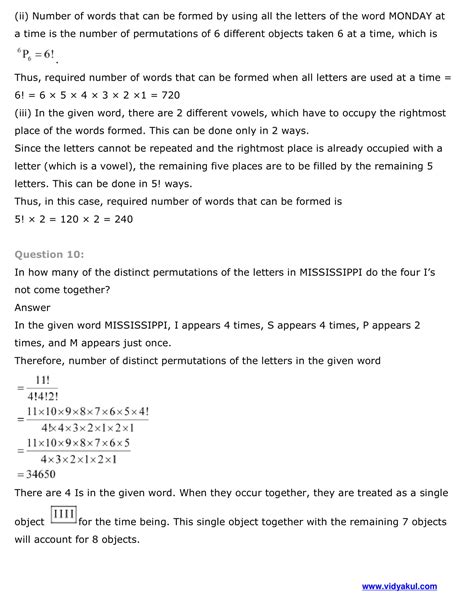 Class 11th Math Permutations And Combinations Ncert Solution Cbse 2023