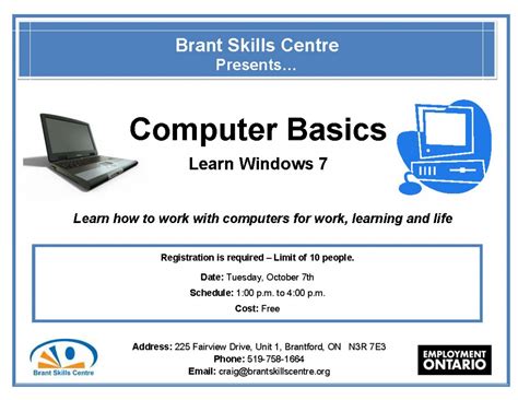 Free Computer Classes Brant Skills Centre