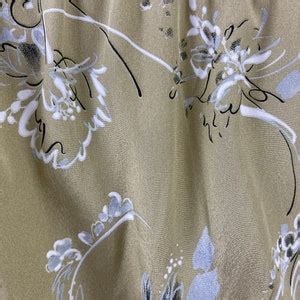 Vintage 80s EVAN PICONE Golden And Silver Abstract Floral Print With Pussy Bow Ribbon Collard