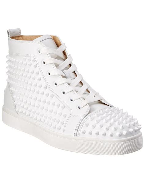 Christian Louboutin Louis Spiked Leather Sneakrs In White For Men Lyst