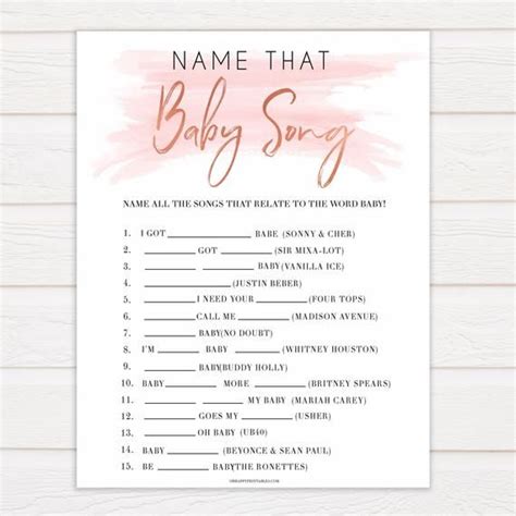 Name That Baby Song Game Printable Baby Shower Game Baby Etsy