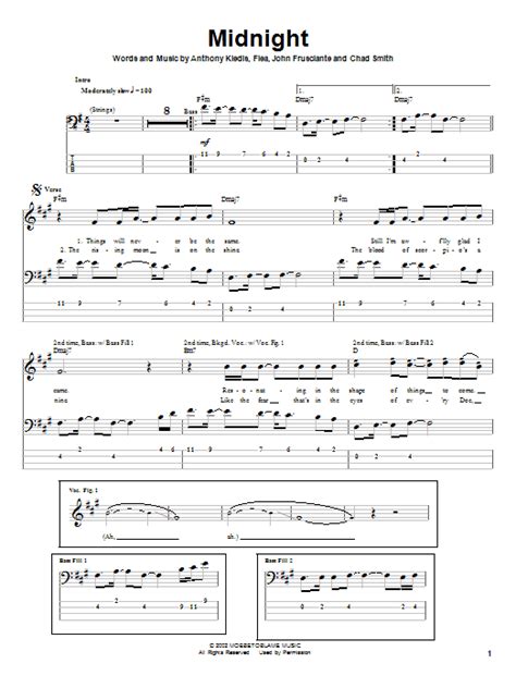 Midnight Par Red Hot Chili Peppers Partitions Pour Tablature Basse Sur Sheet Music Direct