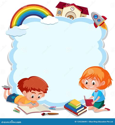 A cute children border stock vector. Illustration of study - 124228690