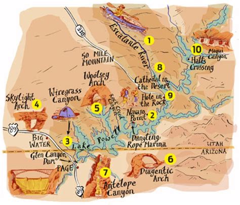 Our Backyard Glen National Recreation Area Glen Canyon Illustrated Map Lake Powell Map