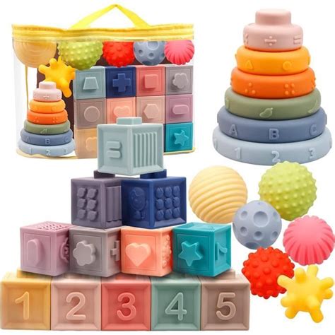 Jeux Montessori B B Mois Cube Souples Empiler Anneaux D Empilage