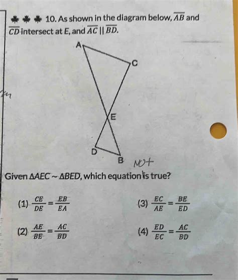 Solved 10 As Shown In The Diagram Below Overline AB And Overline CD