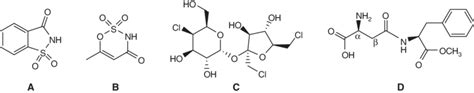 Molecular Structures Of A Saccharine B Acesulfame C Sucralose And