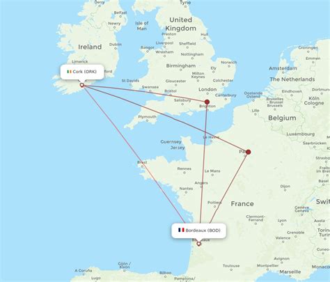 Flights From Bordeaux To Cork BOD To ORK Flight Routes