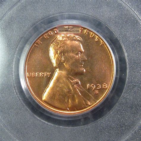 1938 S Lincoln Cent Pcgs Certified Ms 66 Red 14087206 A