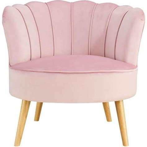 Fauteuil Design En Tissu Velours Rose Nabia Achat Vente Fauteuil